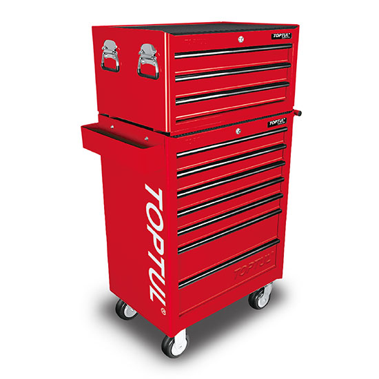W/3 Drawer Tool Chest + W/7 Drawer Tool Trolley (GENERAL SERIES) RED