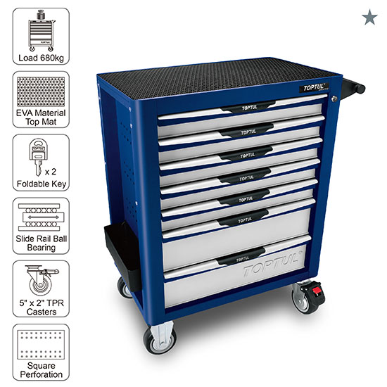 7-Drawer Mobile Tool Trolley - PRO-PLUS SERIES - BLUE