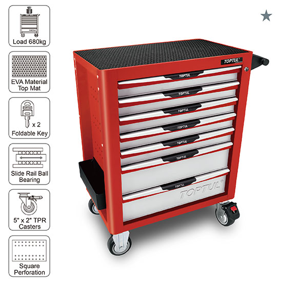 7-Drawer Mobile Tool Trolley - PRO-PLUS SERIES - RED